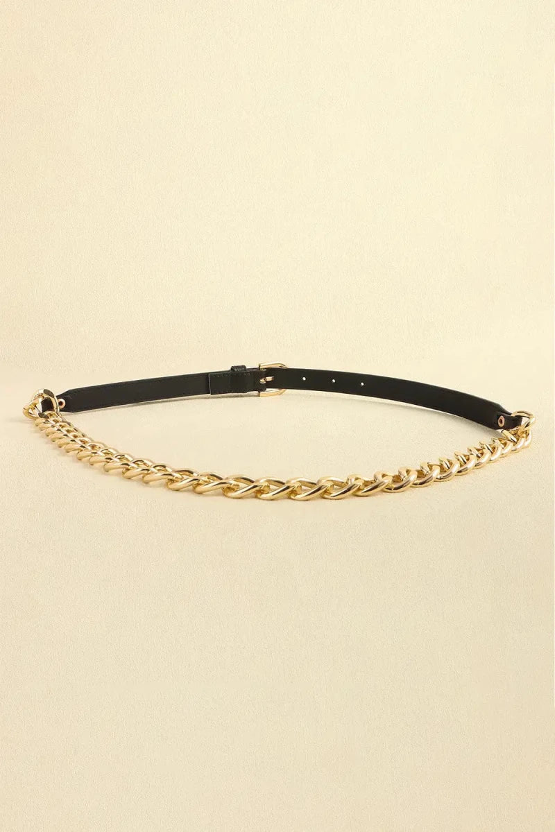PU Leather Chain Belt - Lustreve