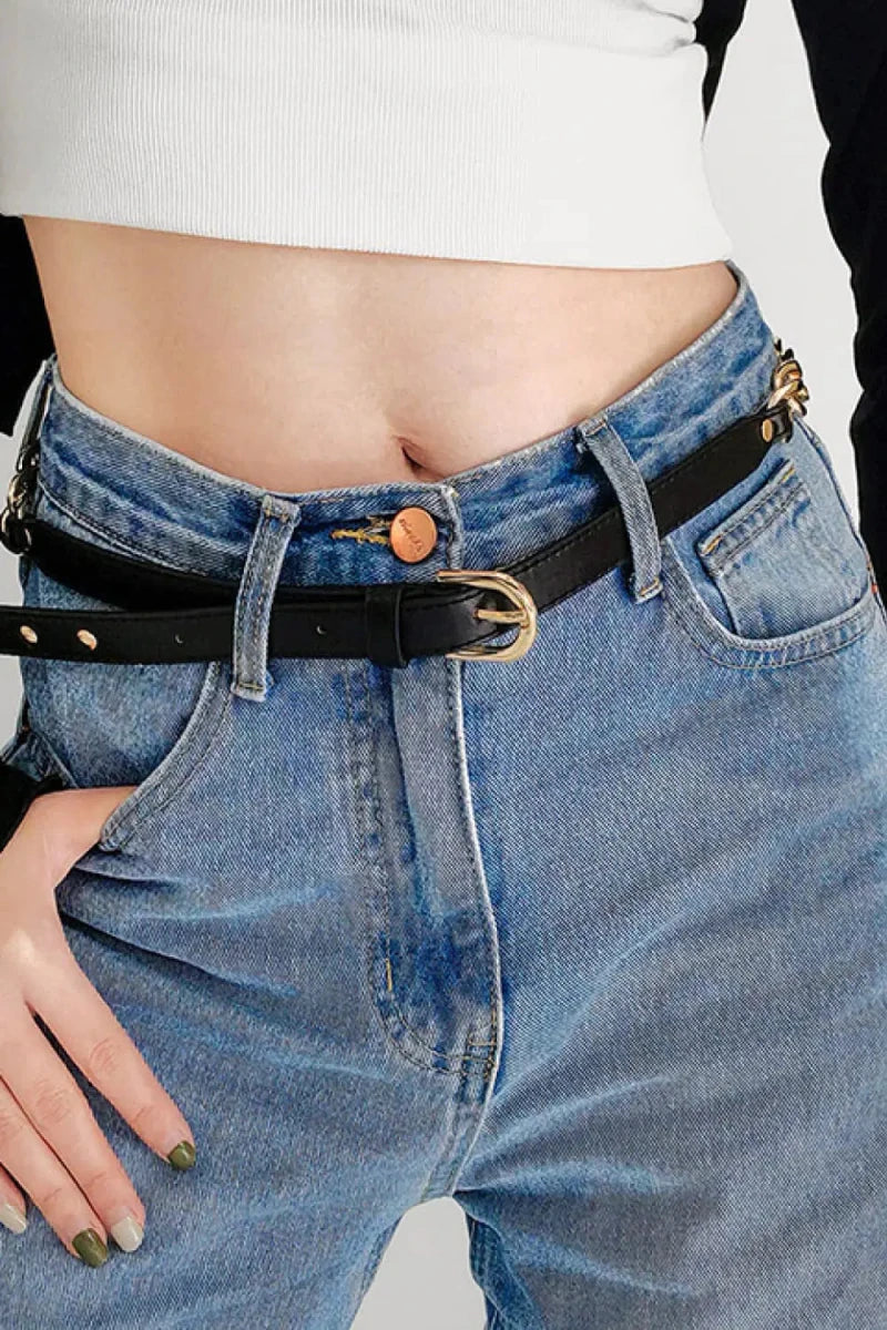 PU Leather Chain Belt - Lustreve