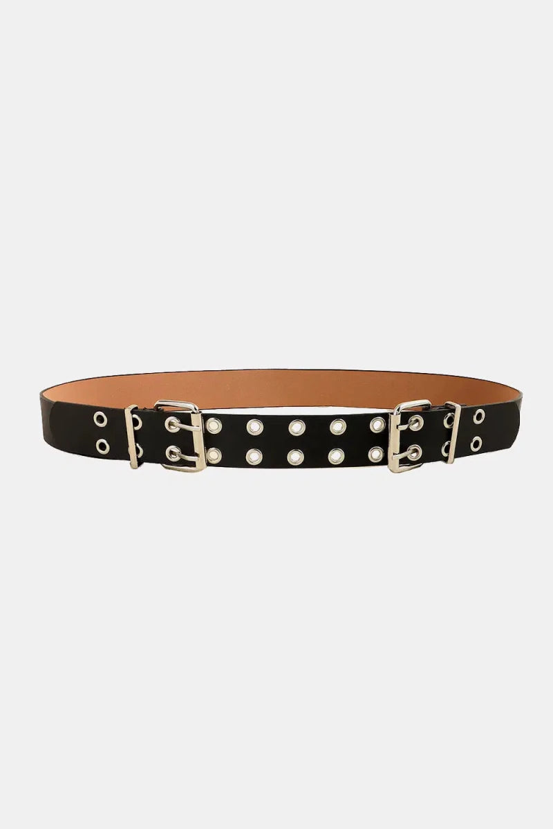 PU Leather Two Row Eyelet Belt - Lustreve