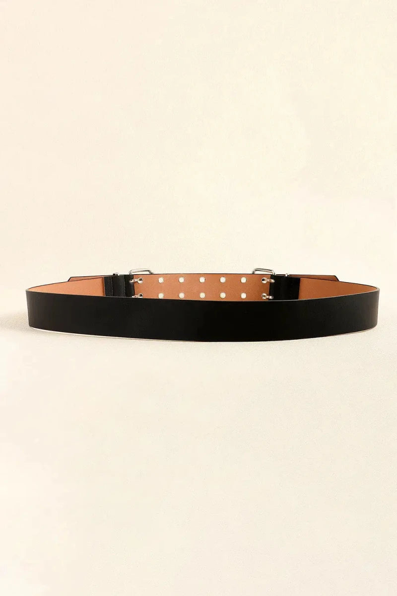 PU Leather Two Row Eyelet Belt - Lustreve