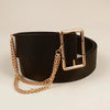 PU Leather Wide Belt with Chain - Lustreve
