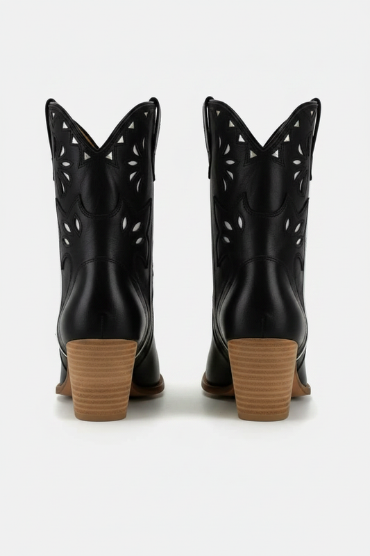 Beast Fashion Cut-Out Floral Embroidery Boots