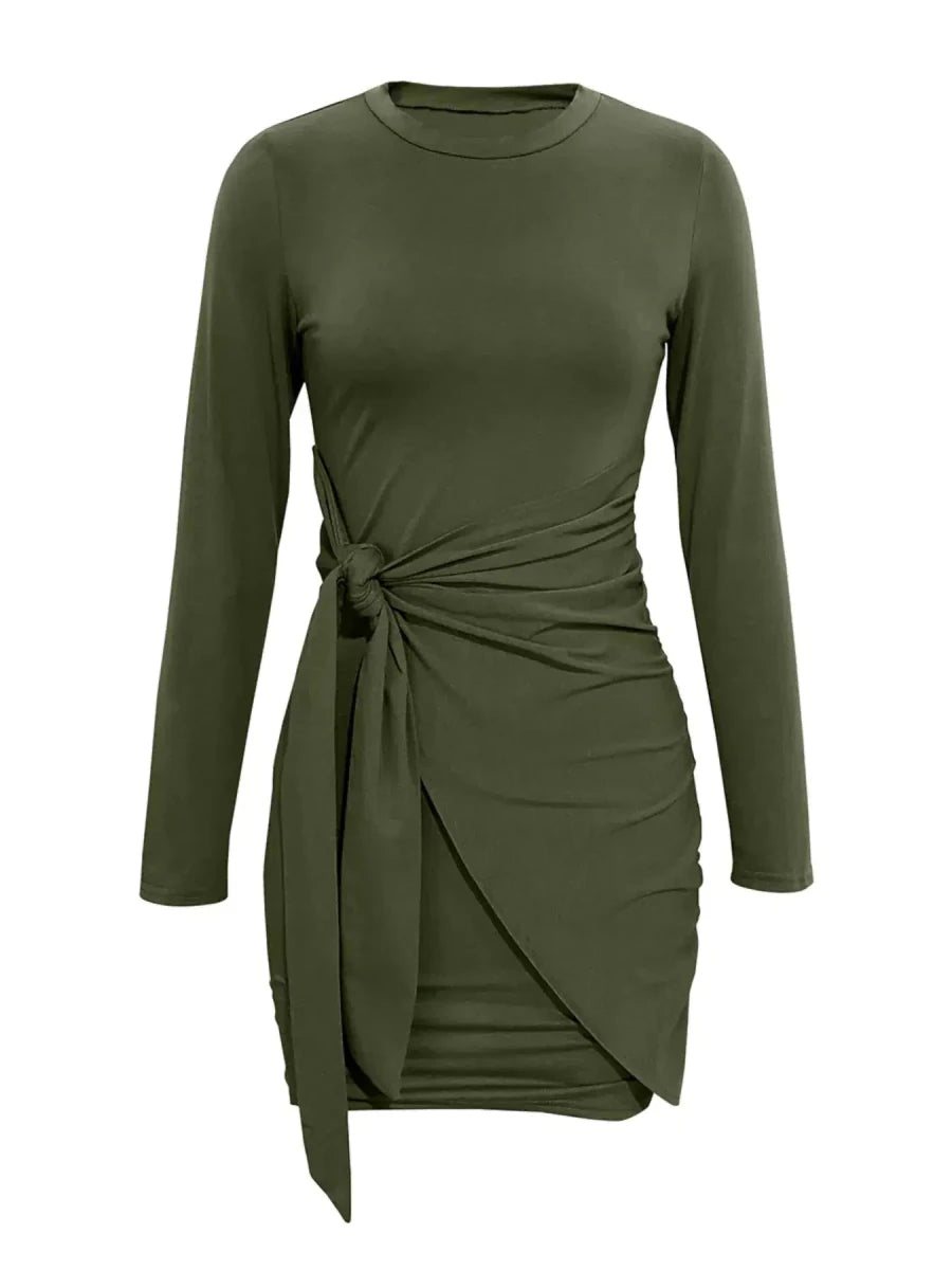Quiet Storm Primrose Wrap - Tie Bodycon Mini Dress - Lustreve