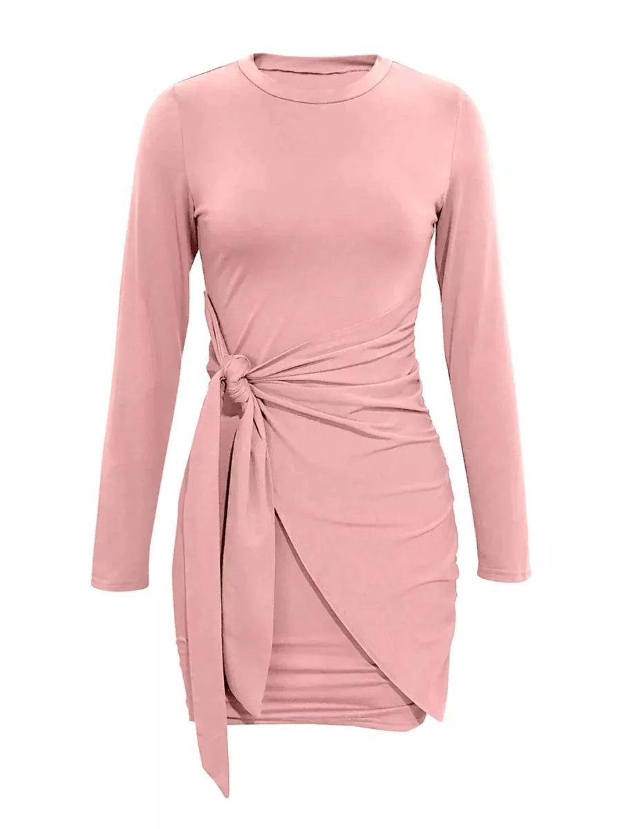 Quiet Storm Primrose Wrap - Tie Bodycon Mini Dress - Lustreve