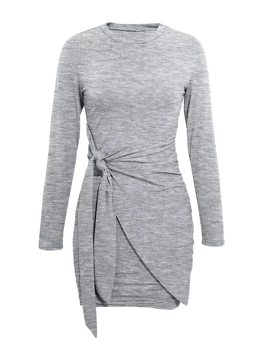 Quiet Storm Primrose Wrap - Tie Bodycon Mini Dress - Lustreve