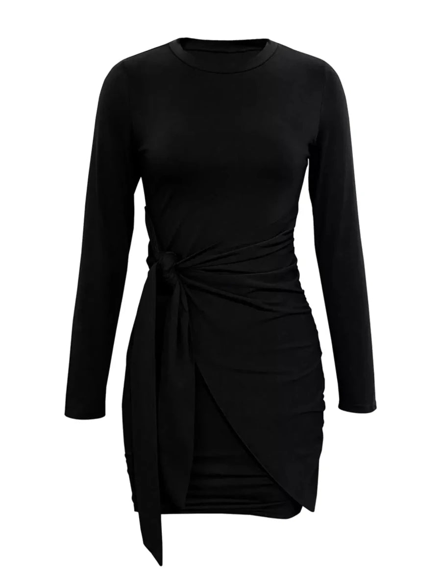 Quiet Storm Primrose Wrap - Tie Bodycon Mini Dress - Lustreve