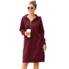 Autumn Hoodie Snap Button Midi Dress