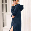 Autumn Hoodie Snap Button Midi Dress