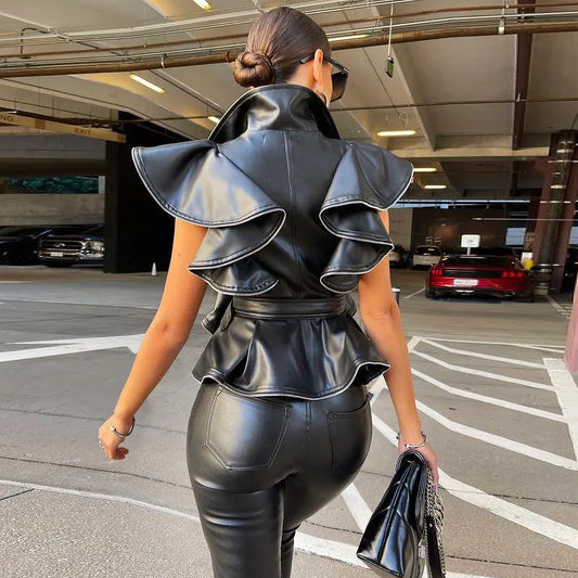 Janet Faux Leather  Coat