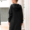 Autumn Hoodie Snap Button Midi Dress