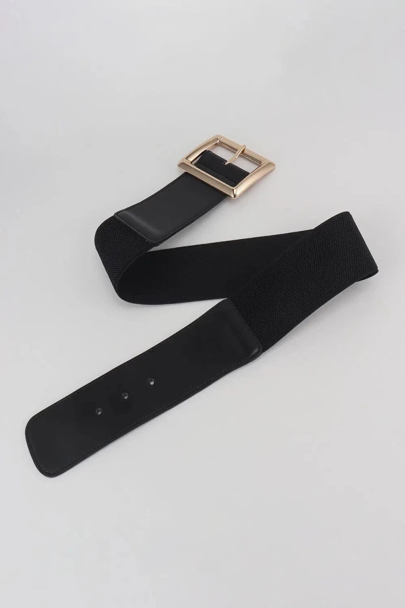 Rectangle Buckle Elastic Wide Belt - Lustreve