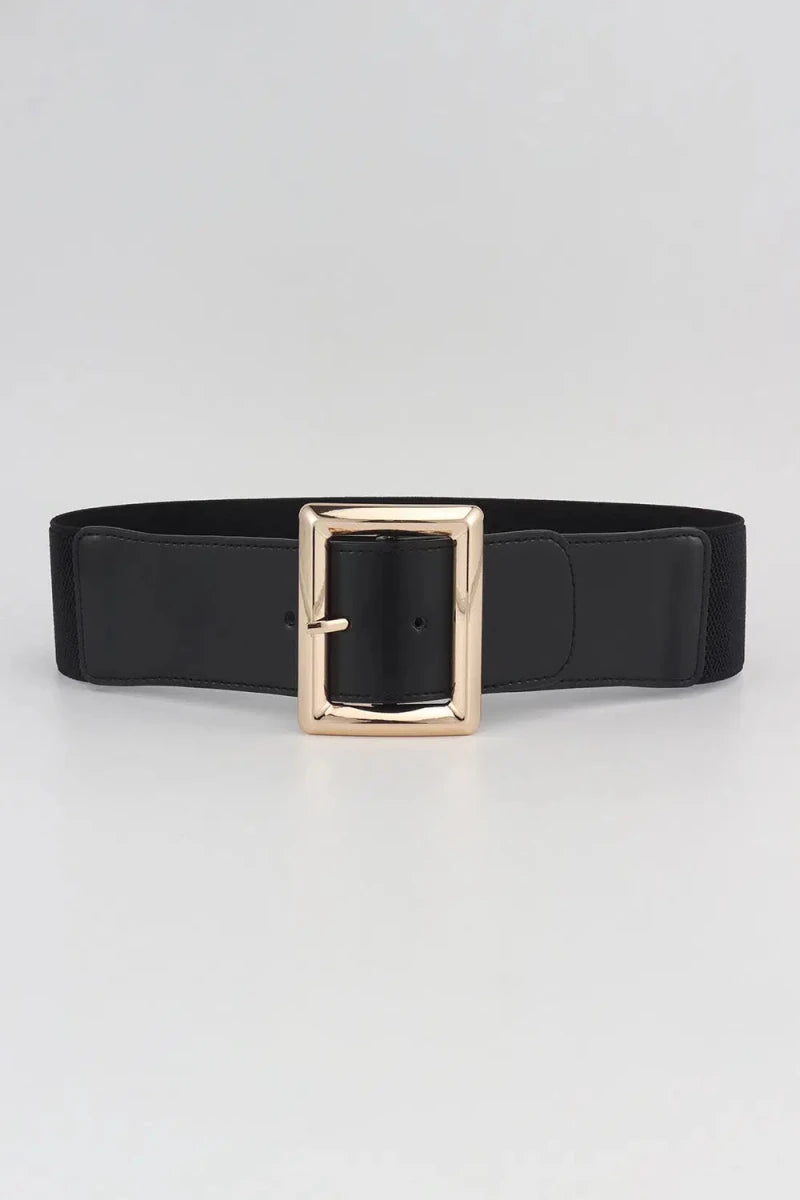 Rectangle Buckle Elastic Wide Belt - Lustreve