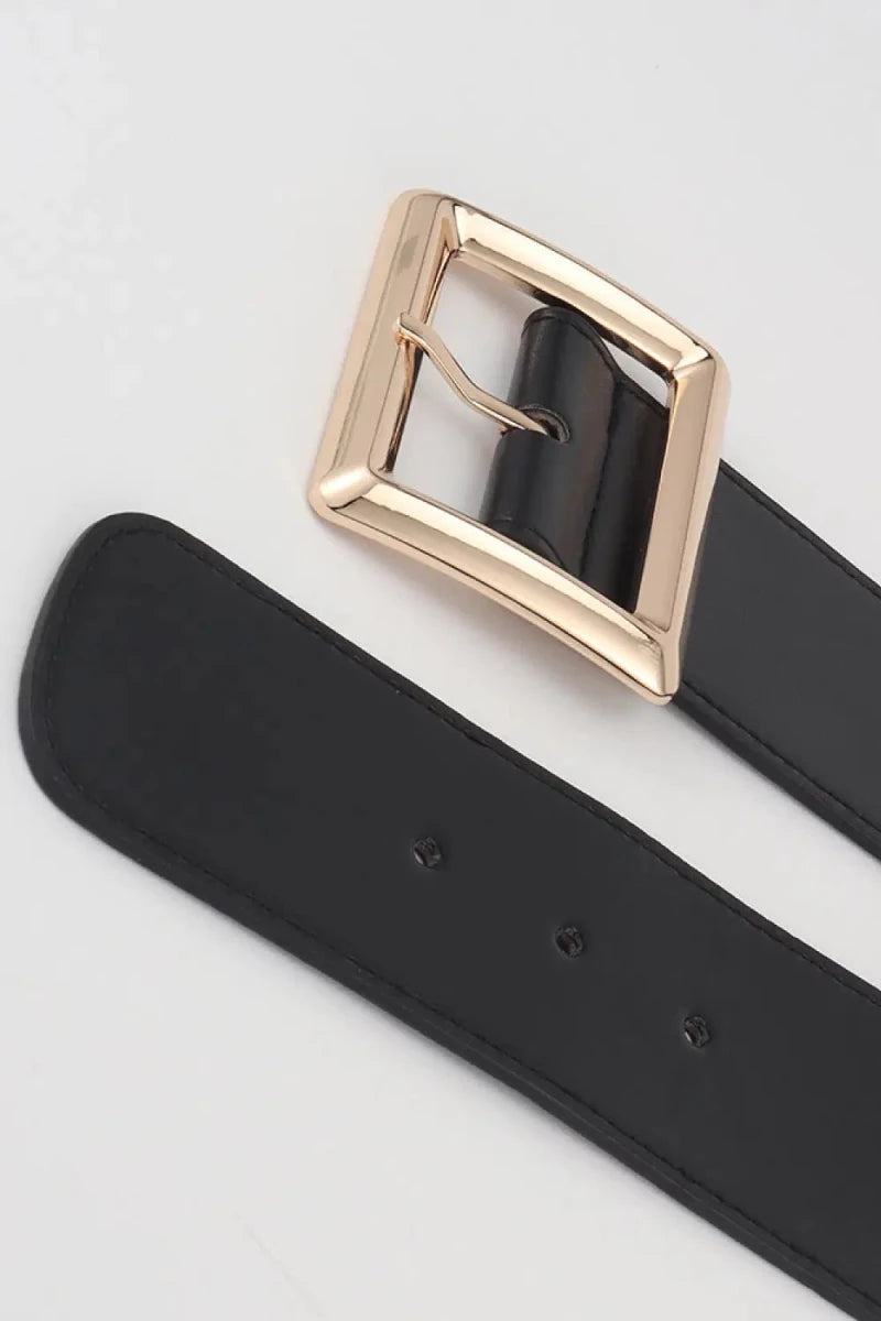 Rectangle Buckle Elastic Wide Belt - Lustreve