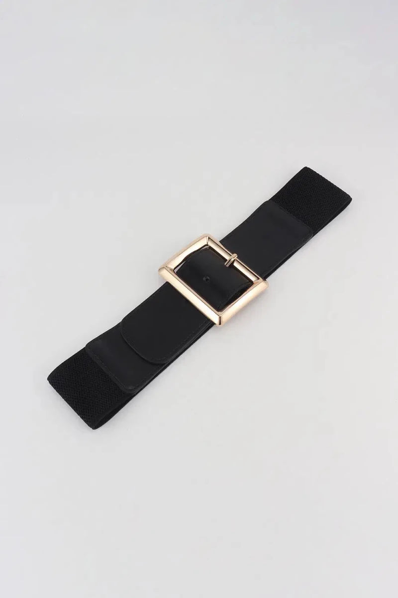 Rectangle Buckle Elastic Wide Belt - Lustreve