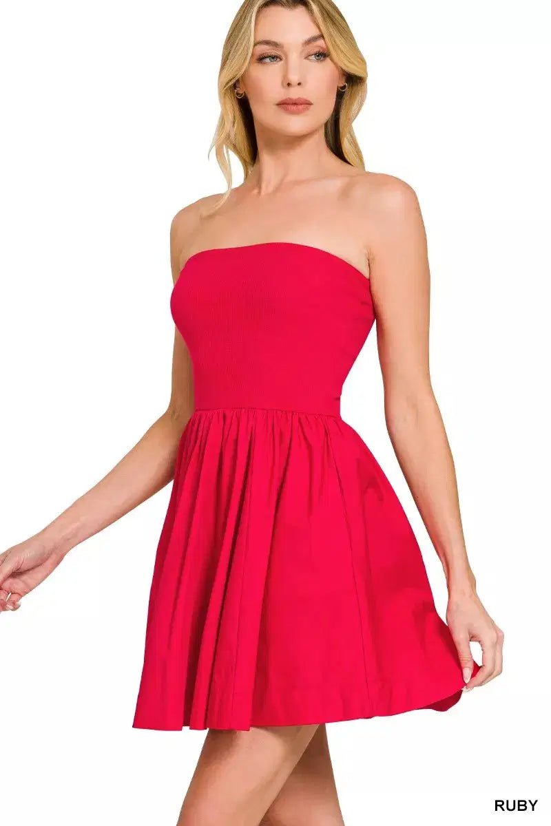 Red Hot & Ready Smocked Tube Mini Dress – Ruby - Lustreve