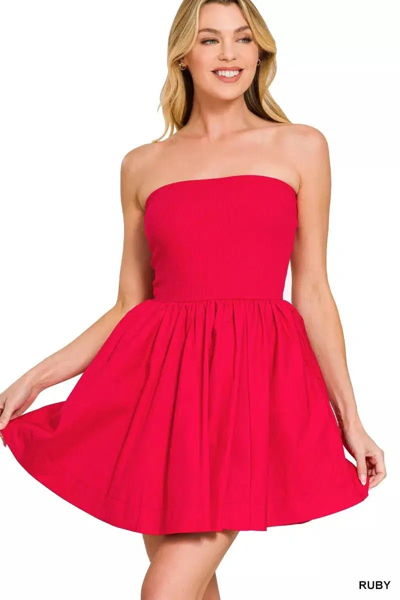 Red Hot & Ready Smocked Tube Mini Dress – Ruby - Lustreve