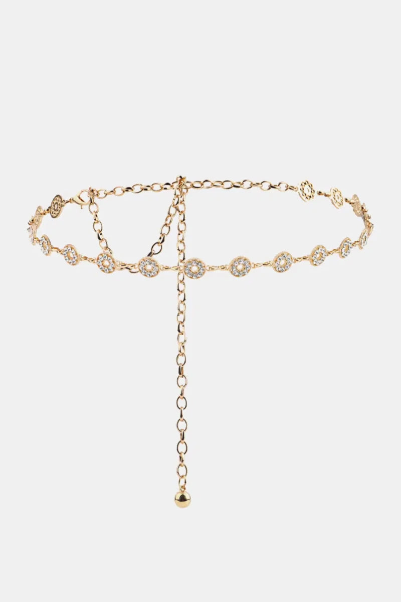 Rhinestone Decor Zinc Alloy Belt - Lustreve