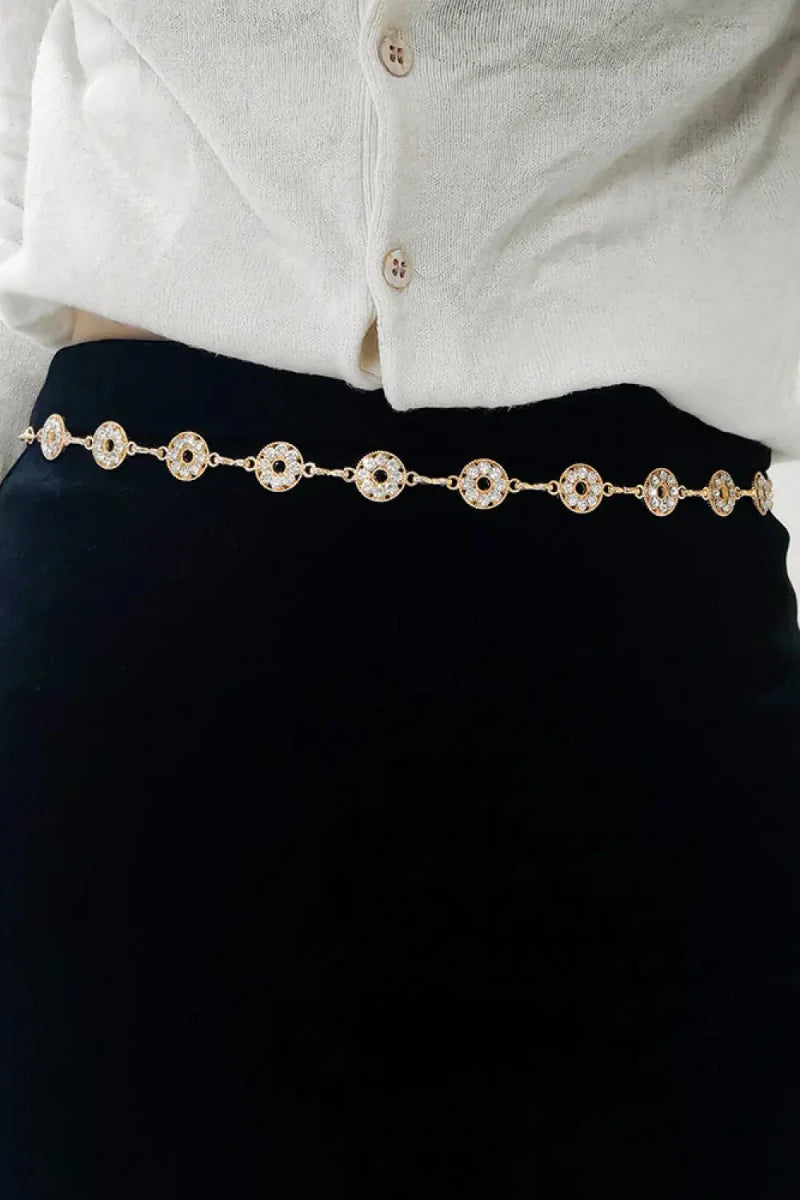 Rhinestone Decor Zinc Alloy Belt - Lustreve