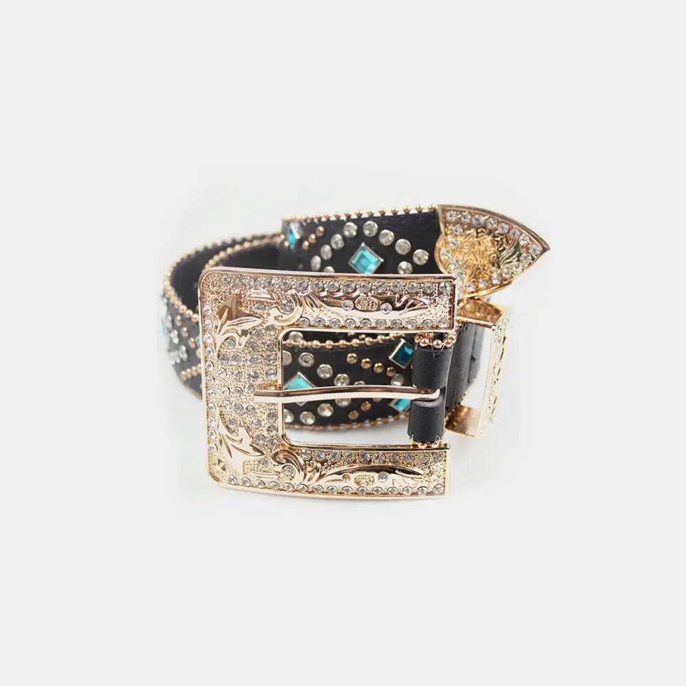 Rhinestone PU Leather Belt - Lustreve