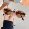 Rhinestones Decor Oval Sunglasses - Lustreve