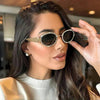 Rhinestones Decor Oval Sunglasses - Lustreve
