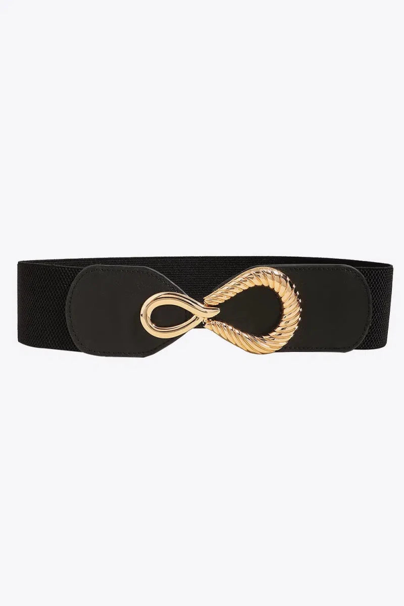 Ribbed Alloy Buckle Elastic Belt - Lustreve