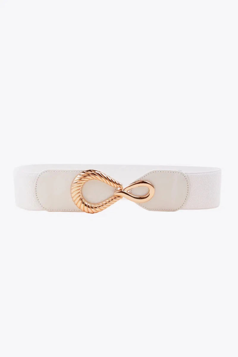 Ribbed Alloy Buckle Elastic Belt - Lustreve