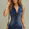 Rodeo Revery Button - Me - Down Denim Mini Dress - Lustreve