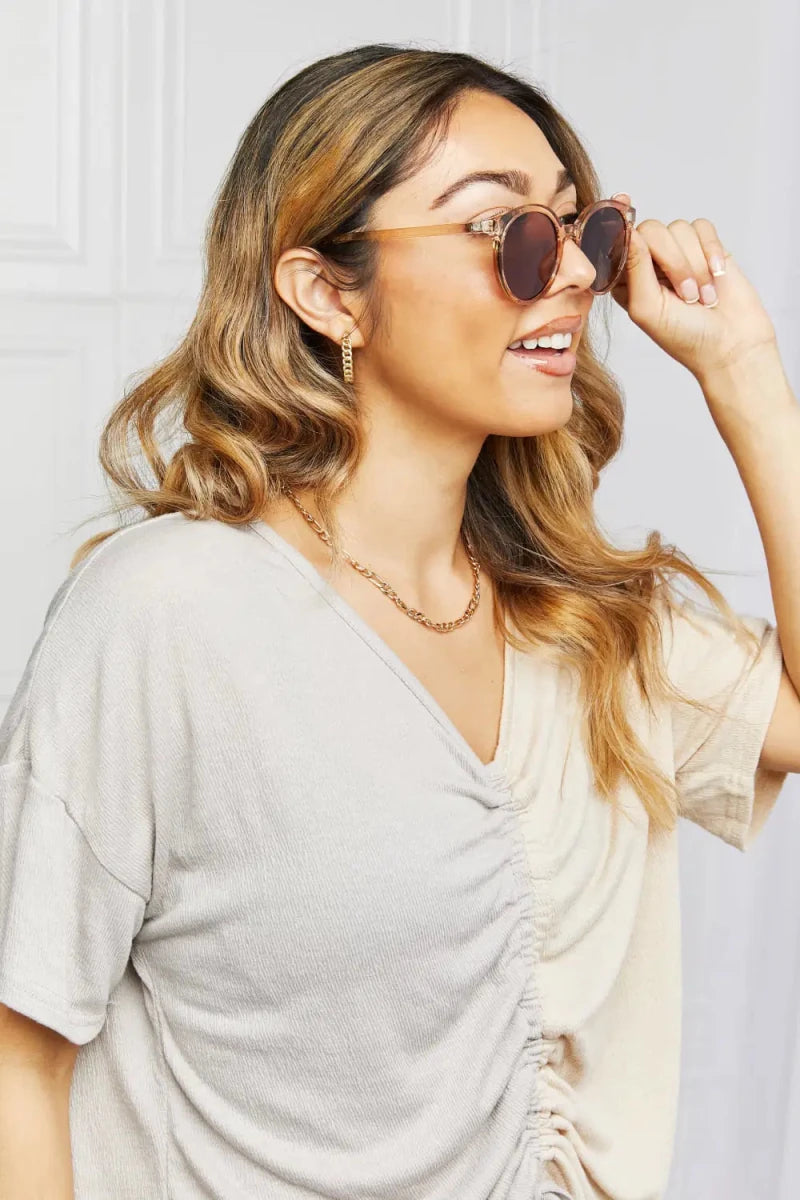 Round Full Rim Polycarbonate Frame Sunglasses - Lustreve