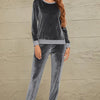 Round Neck Long Sleeve Loungewear Set with Pockets - Lustreve