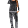 Round Neck Long Sleeve Loungewear Set with Pockets - Lustreve