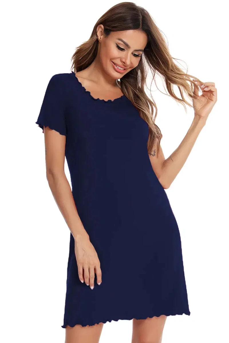 Round Neck Short Sleeve Lounge Dress - Lustreve