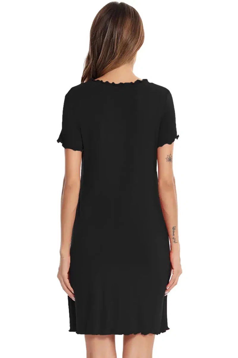 Round Neck Short Sleeve Lounge Dress - Lustreve