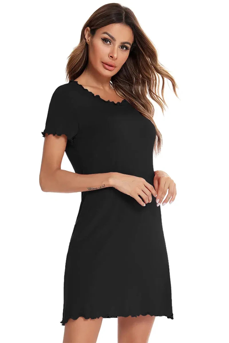 Round Neck Short Sleeve Lounge Dress - Lustreve