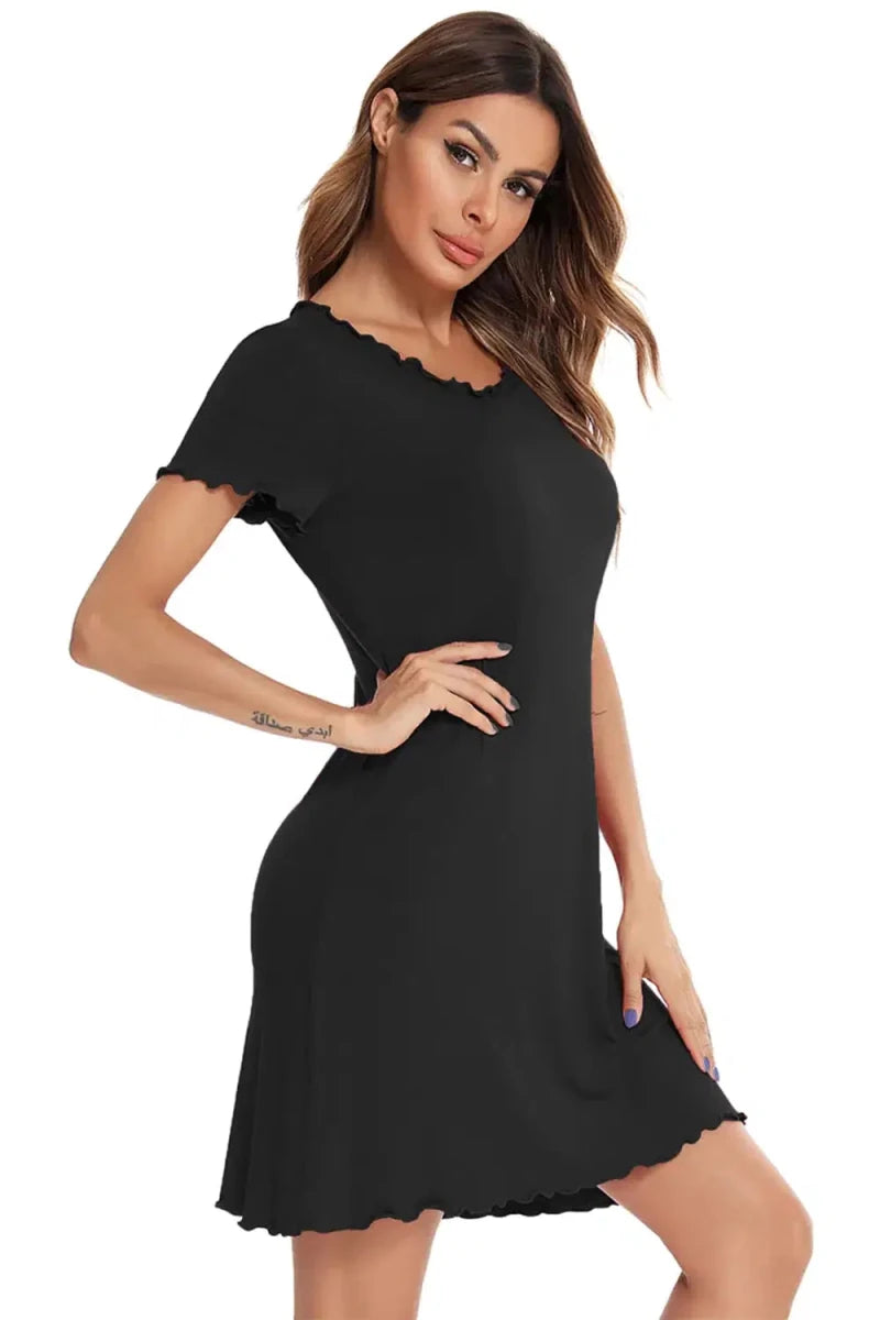 Round Neck Short Sleeve Lounge Dress - Lustreve