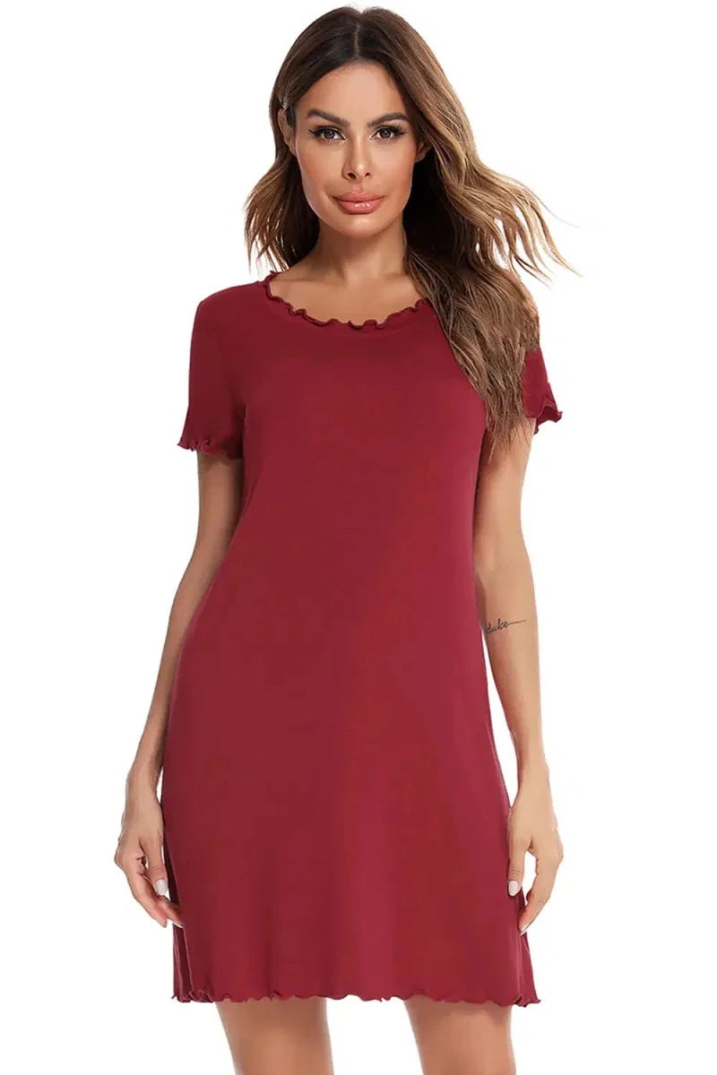 Round Neck Short Sleeve Lounge Dress - Lustreve