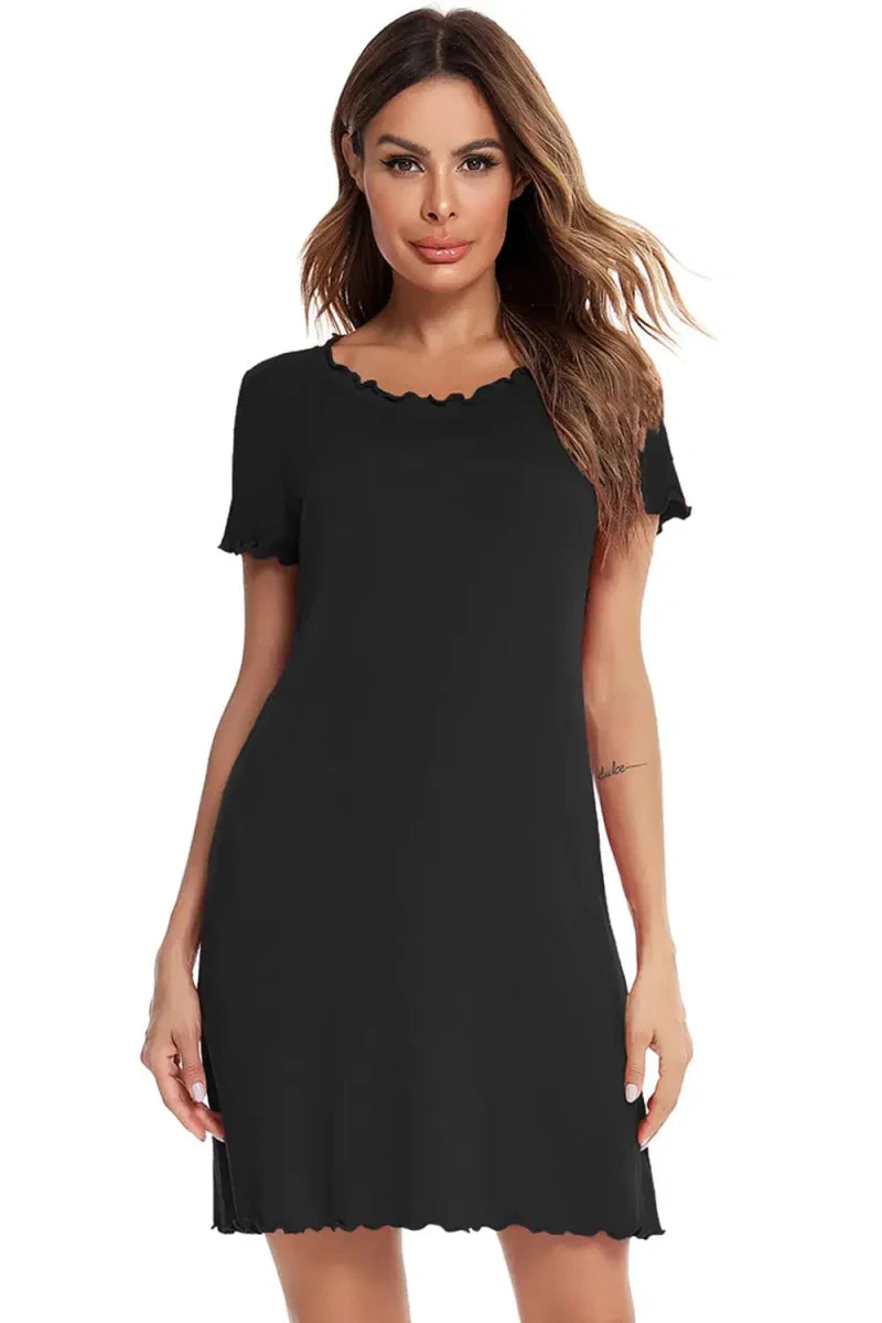 Round Neck Short Sleeve Lounge Dress - Lustreve