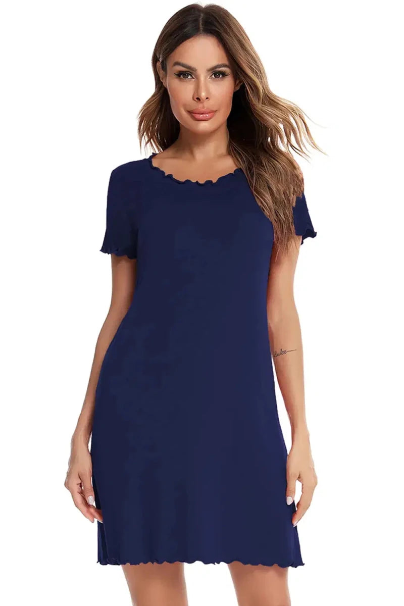 Round Neck Short Sleeve Lounge Dress - Lustreve