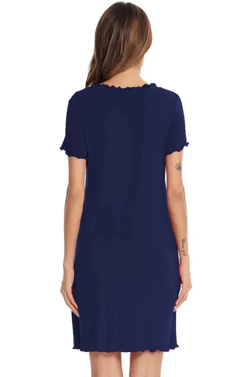 Round Neck Short Sleeve Lounge Dress - Lustreve
