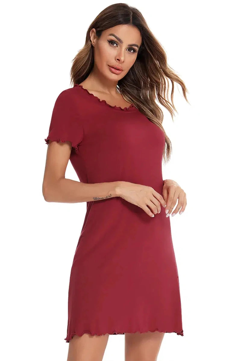 Round Neck Short Sleeve Lounge Dress - Lustreve