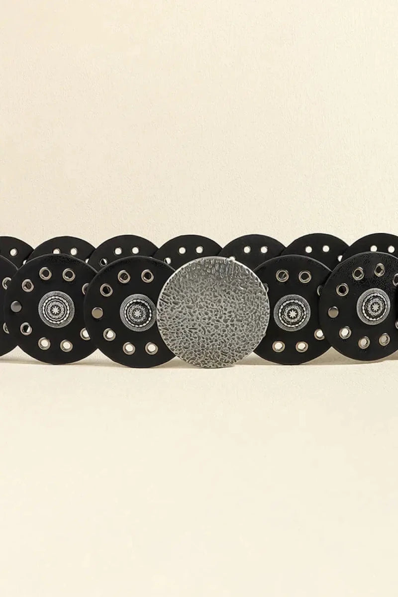 Round Shape PU Leather Belt - Lustreve