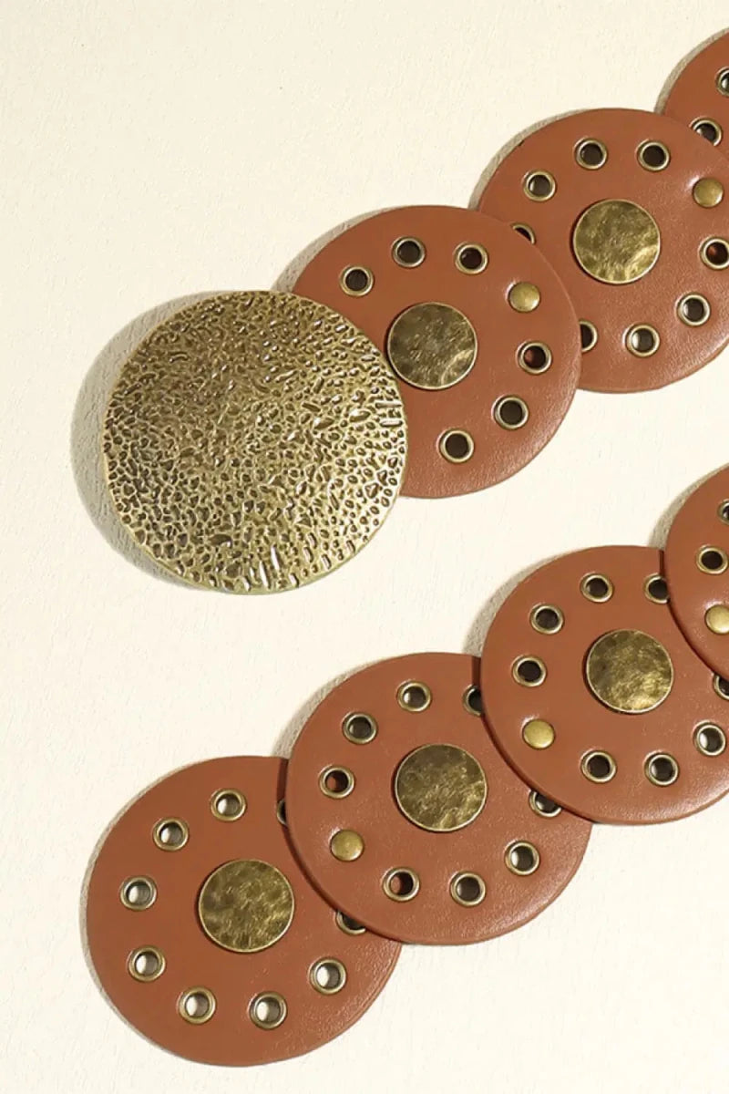 Round Shape PU Leather Belt - Lustreve