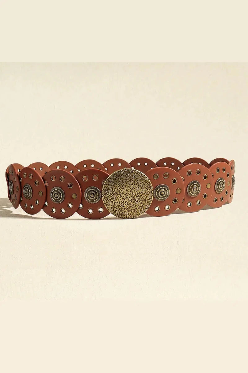 Round Shape PU Leather Belt - Lustreve