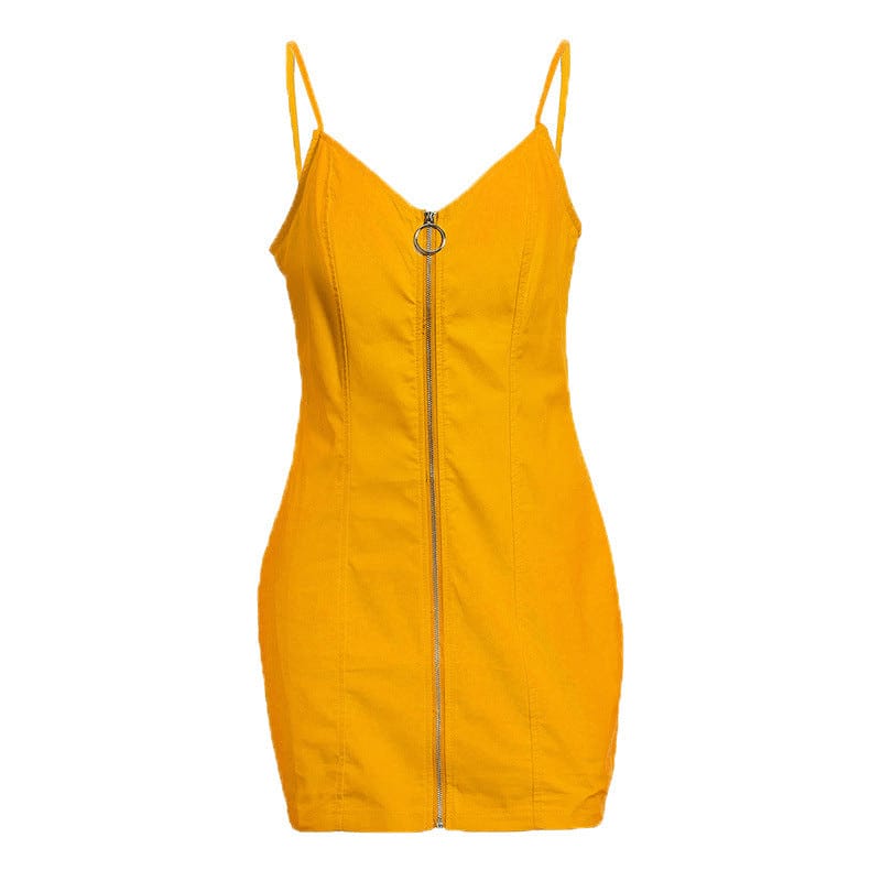 Round zipper bag hip sexy strap dress - Lustreve