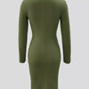 Ruched Deep V - Neck Bodycon Midi Dress - Lustreve