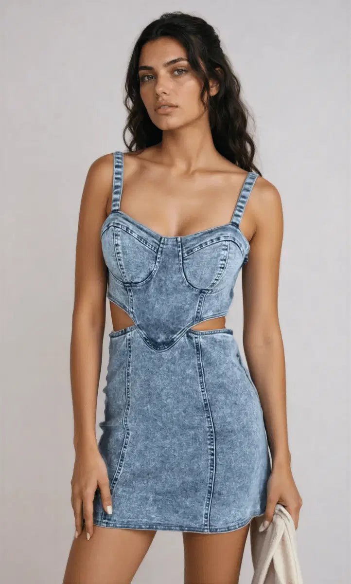 Runaway Zip - Up Duo Cutout Mini Dress - Lustreve