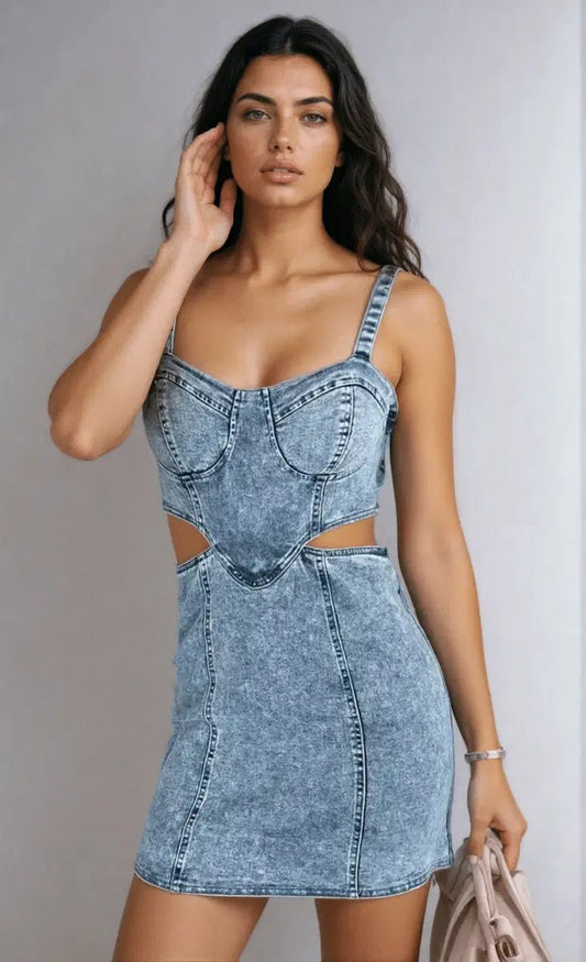 Runaway Zip - Up Duo Cutout Mini Dress - Lustreve