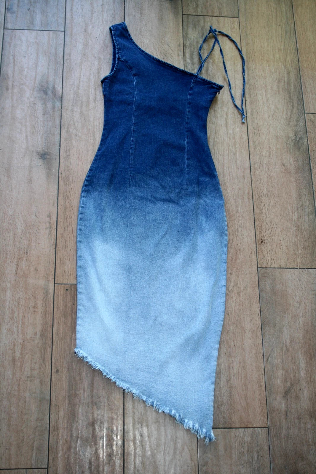 Fading Moments Ombre Denim Midi Dress