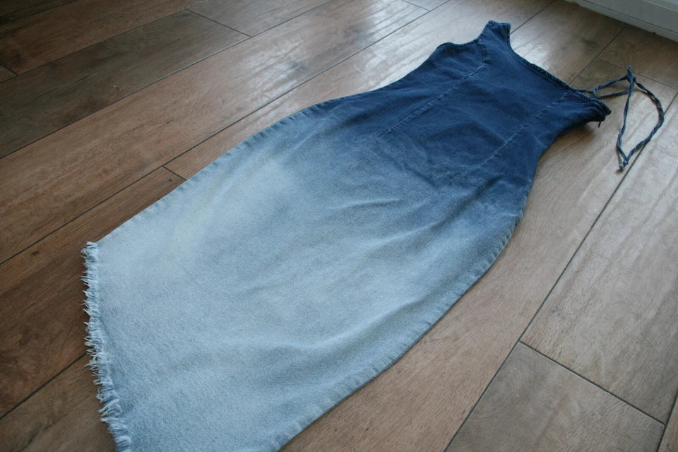 Fading Moments Ombre Denim Midi Dress