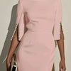 She Means Business Pearl - Detail Midi Dress - Lustreve